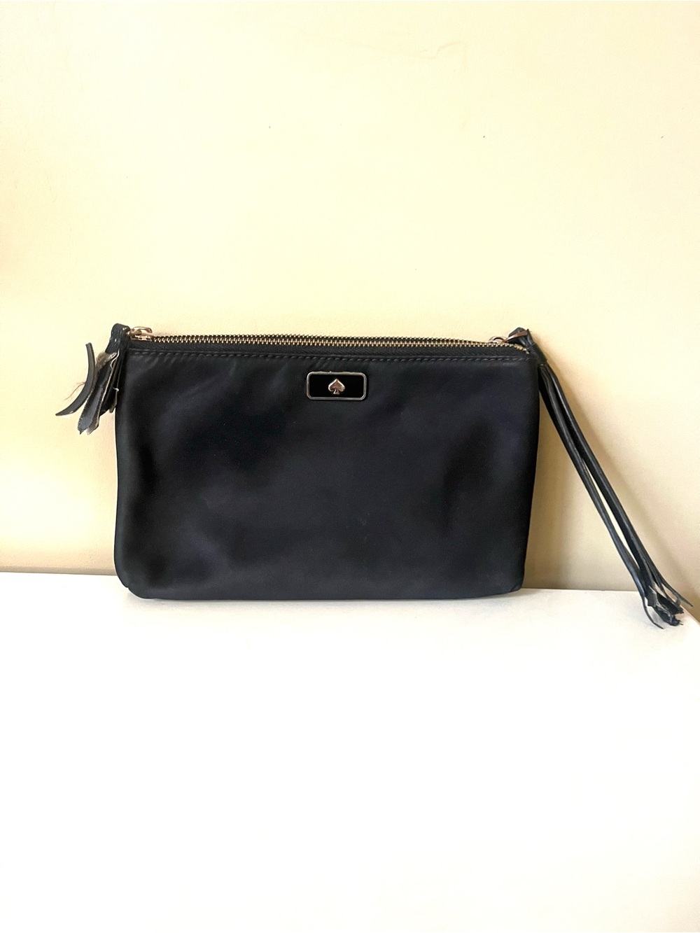 Kate Spade Dawn Medium Double-Zip Black Nylon Wristlet